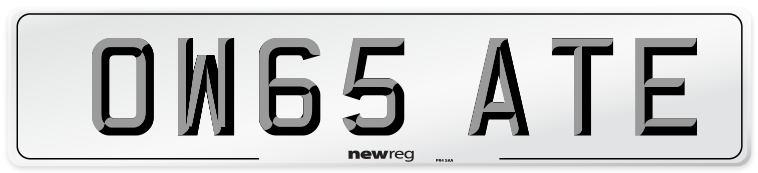 OW65 ATE Number Plate from New Reg